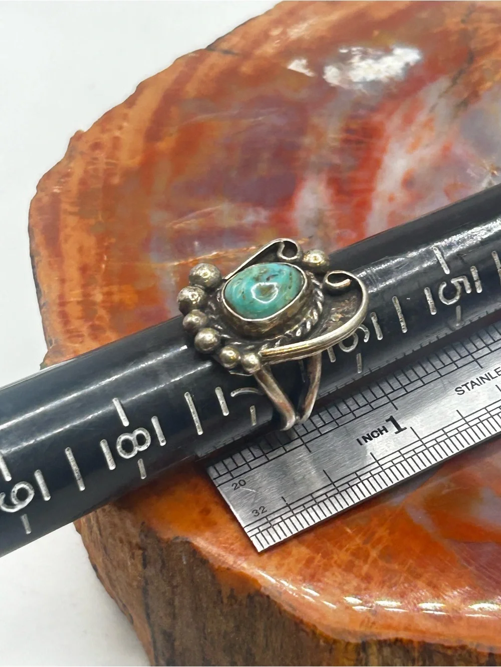 Southwest Sterling Silver Turquoise Ring - Size 6.5